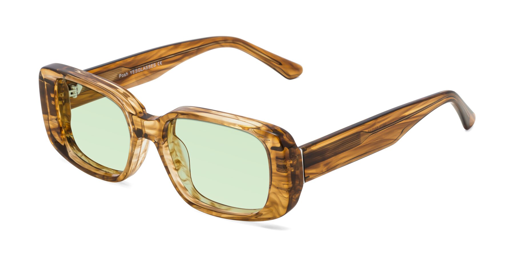 Angle of Posh in Stripe Amber with Light Green Tinted Lenses