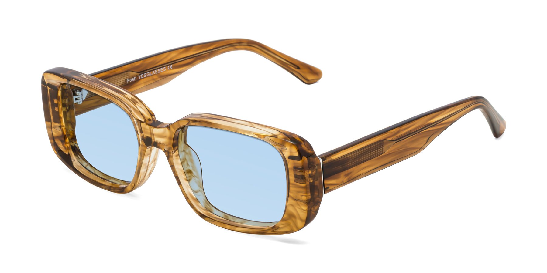 Angle of Posh in Stripe Amber with Light Blue Tinted Lenses