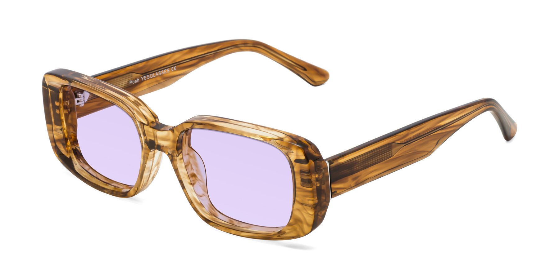 Angle of Posh in Stripe Amber with Light Purple Tinted Lenses