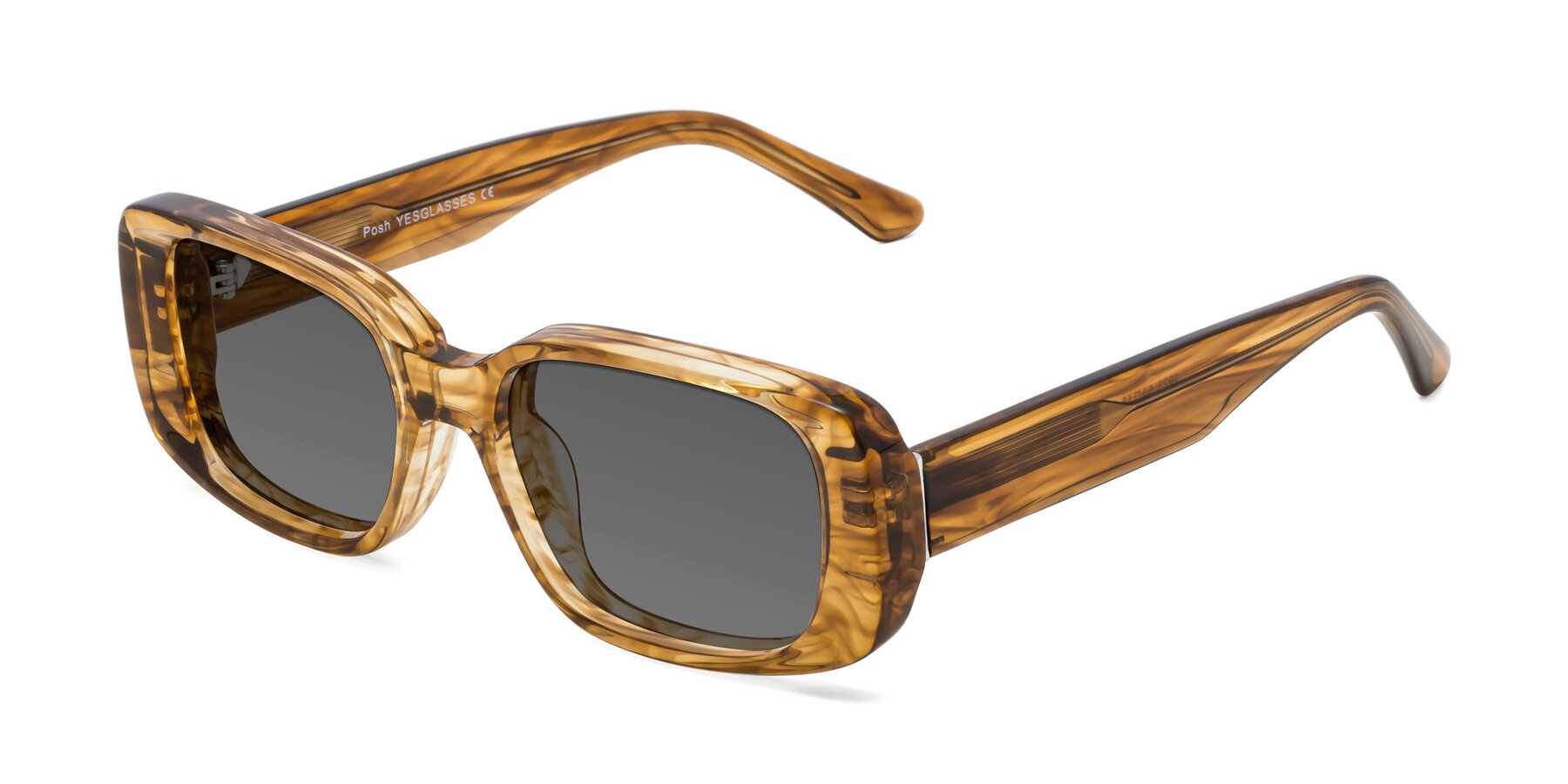 Angle of Posh in Stripe Amber with Medium Gray Tinted Lenses