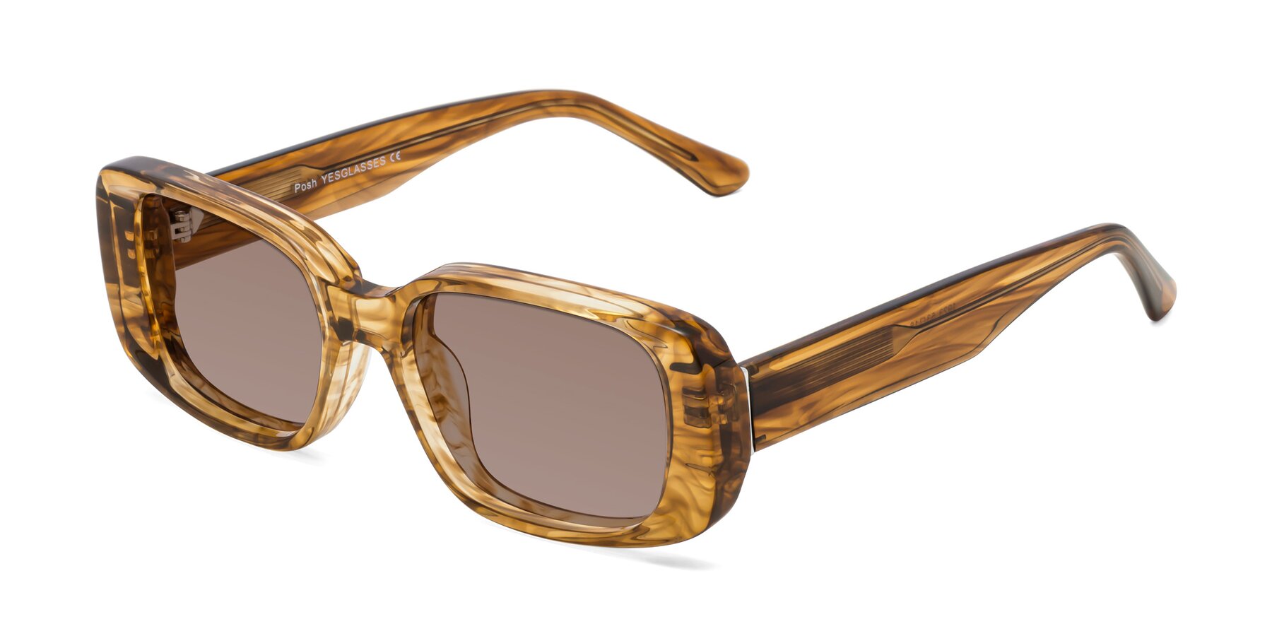 Angle of Posh in Stripe Amber with Medium Brown Tinted Lenses