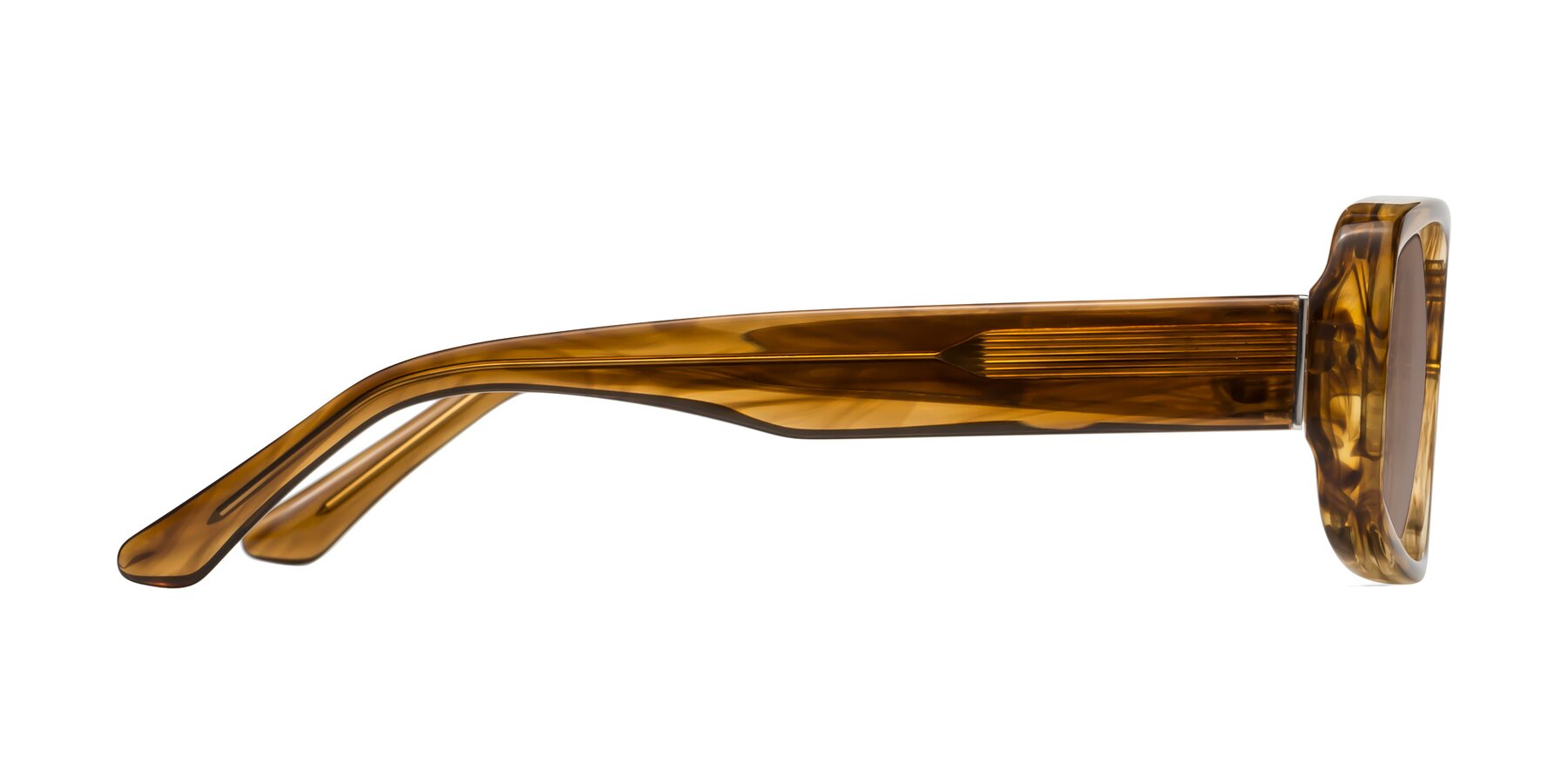 Side of Posh in Stripe Amber with Medium Brown Tinted Lenses