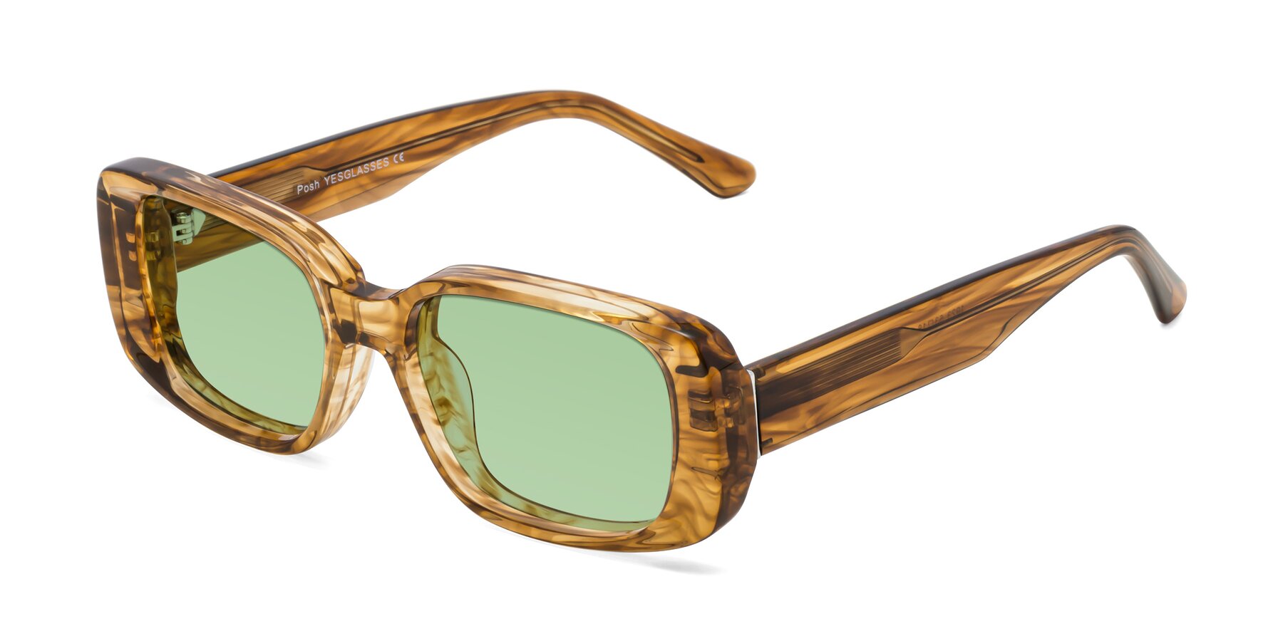Angle of Posh in Stripe Amber with Medium Green Tinted Lenses