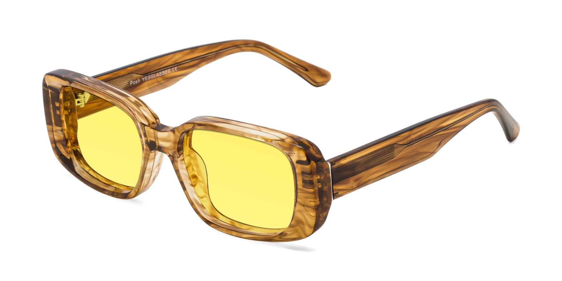 Angle of Posh in Stripe Amber with Medium Yellow Tinted Lenses