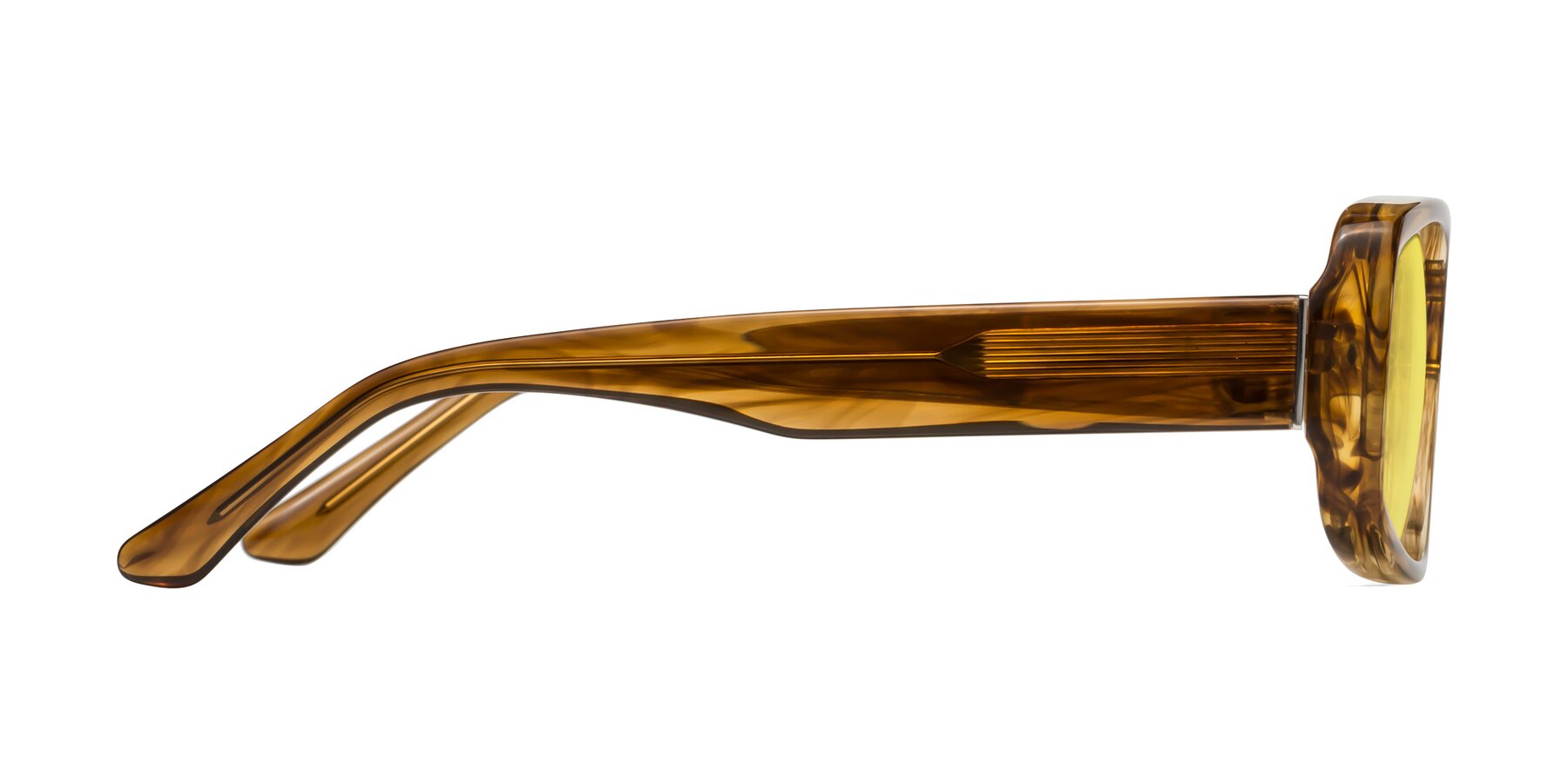Side of Posh in Stripe Amber with Medium Yellow Tinted Lenses