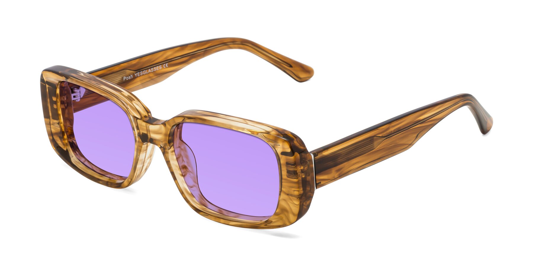 Angle of Posh in Stripe Amber with Medium Purple Tinted Lenses