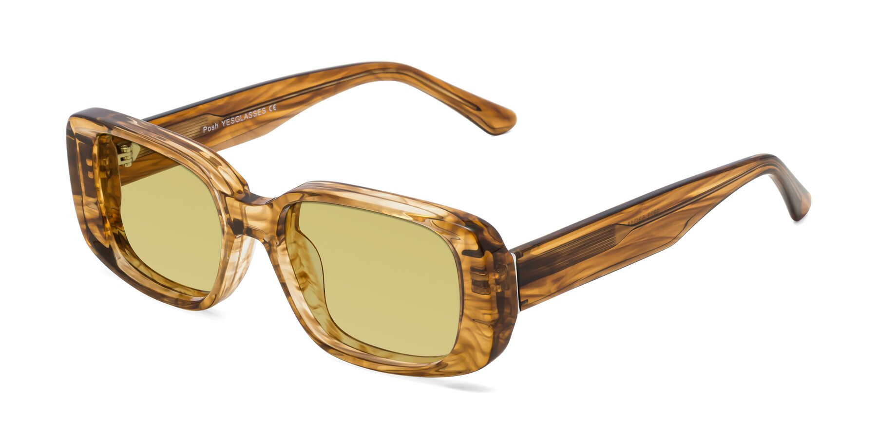 Angle of Posh in Stripe Amber with Medium Champagne Tinted Lenses