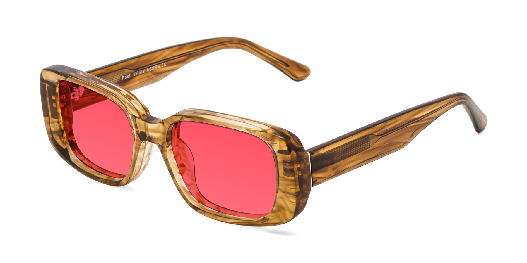Angle of Posh in Stripe Amber with Red Tinted Lenses