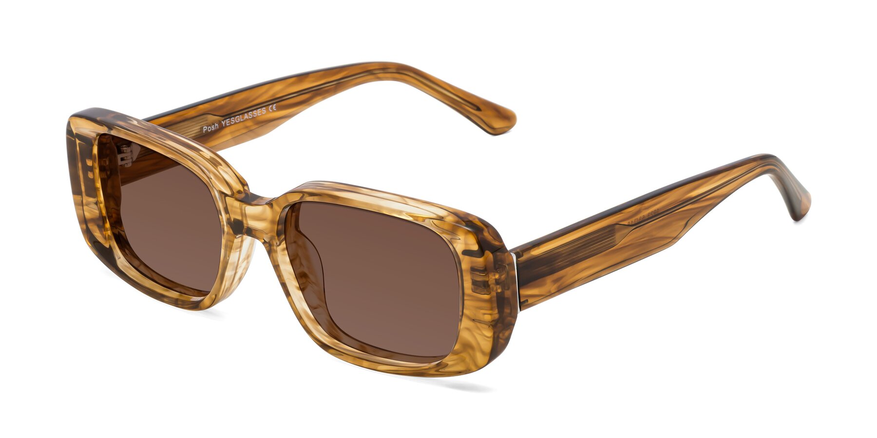 Angle of Posh in Stripe Amber with Brown Tinted Lenses