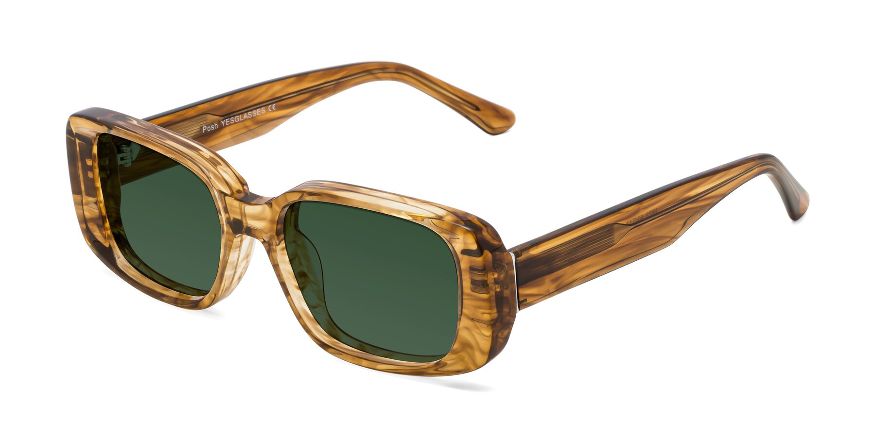Angle of Posh in Stripe Amber with Green Tinted Lenses
