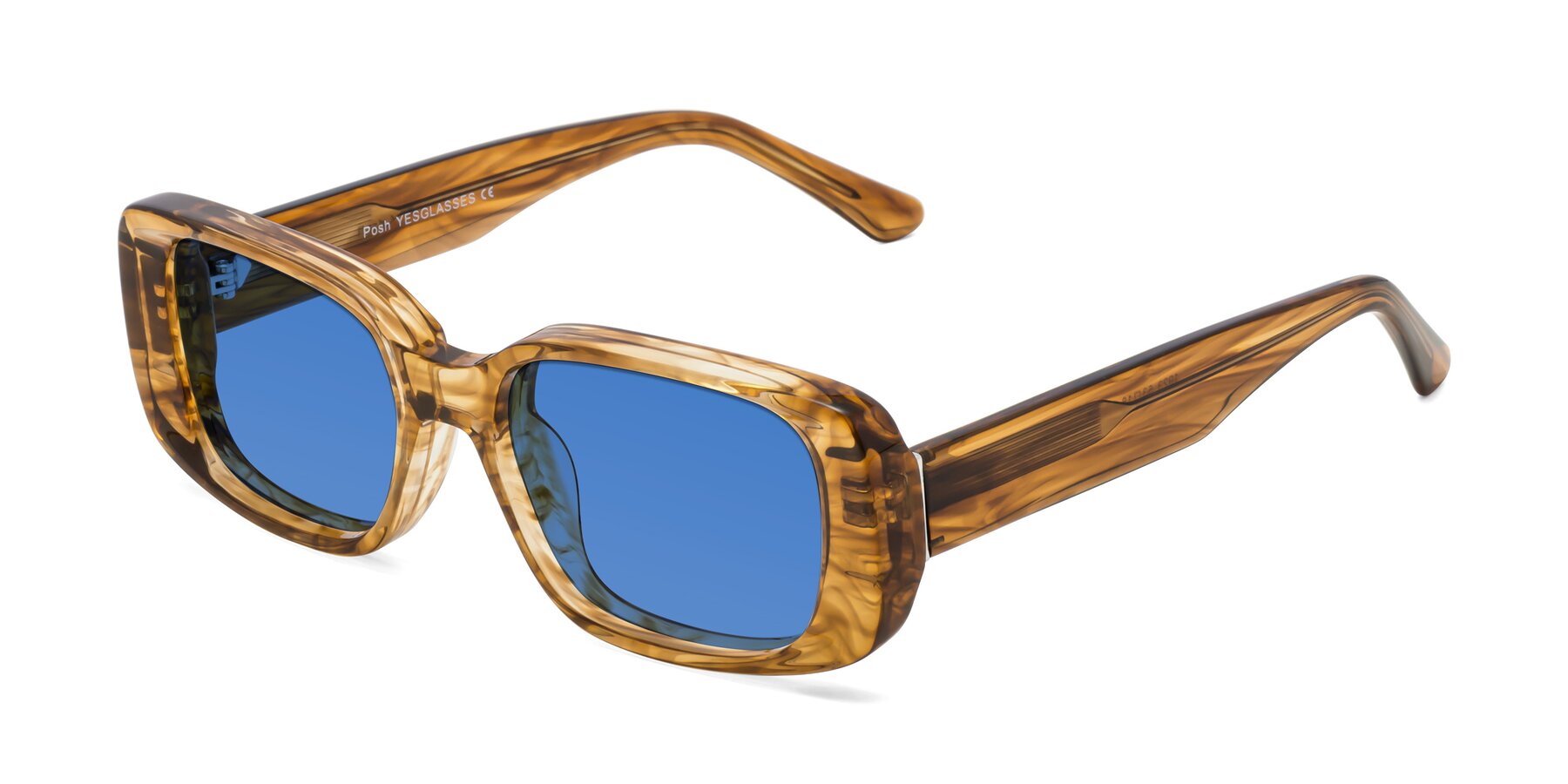 Angle of Posh in Stripe Amber with Blue Tinted Lenses