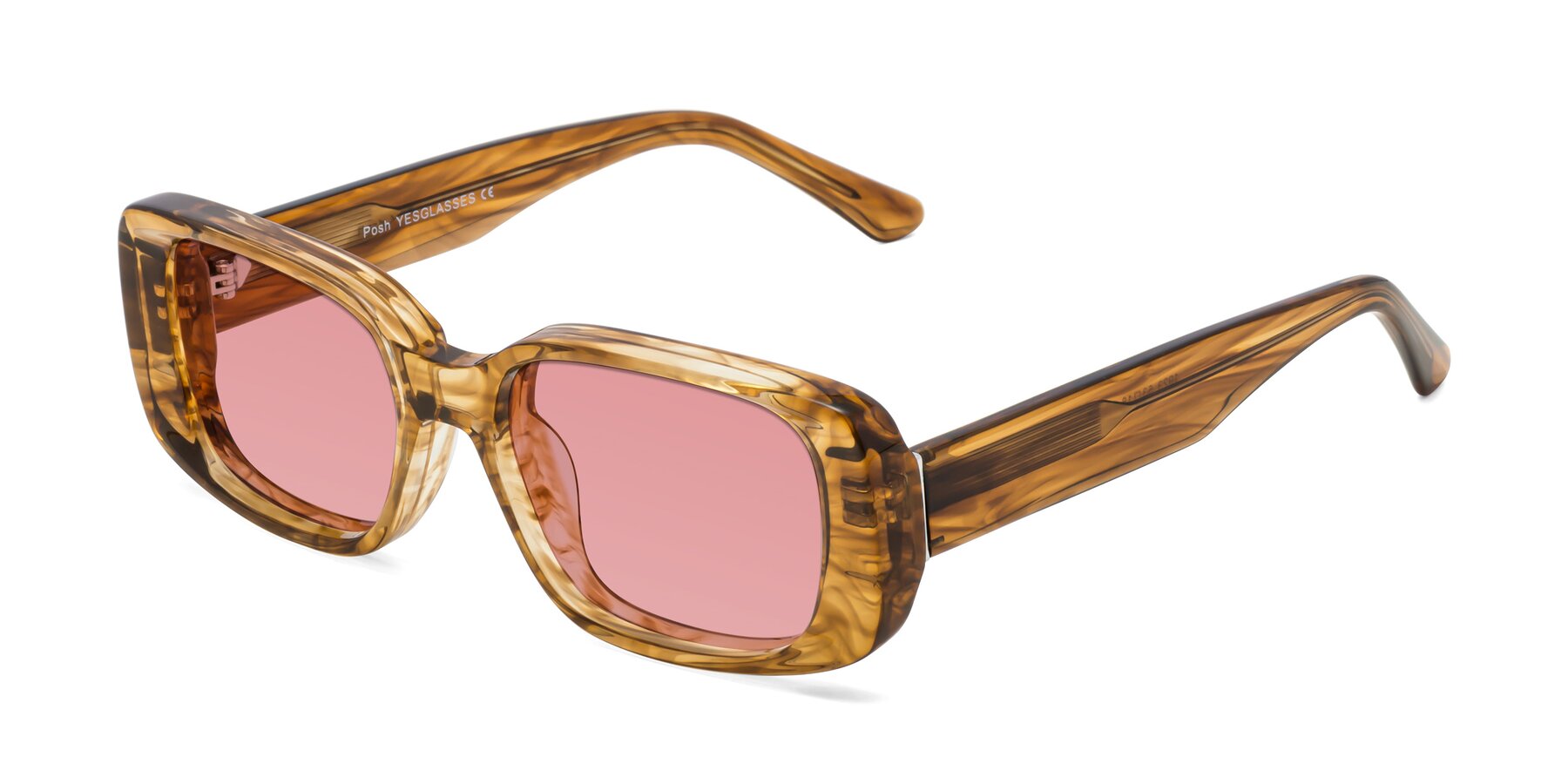 Angle of Posh in Stripe Amber with Medium Garnet Tinted Lenses