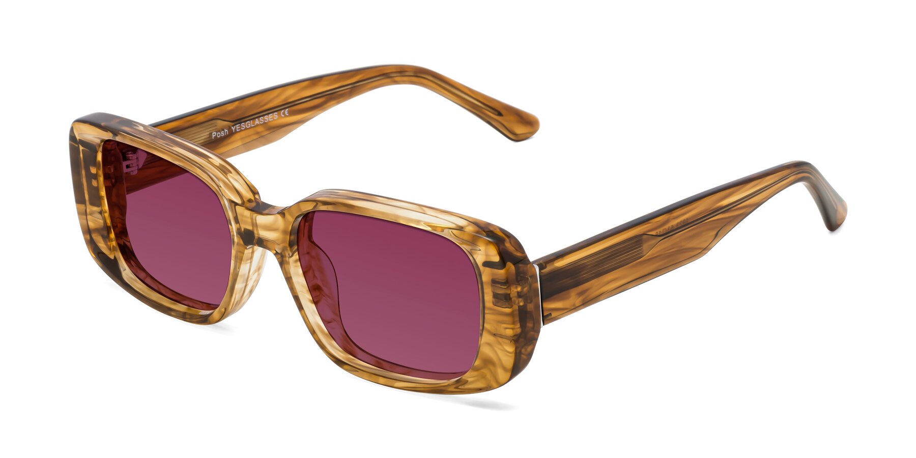 Angle of Posh in Stripe Amber with Wine Tinted Lenses