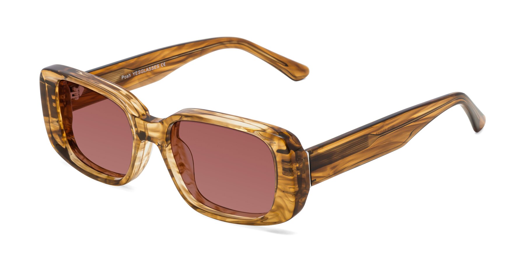 Angle of Posh in Stripe Amber with Garnet Tinted Lenses