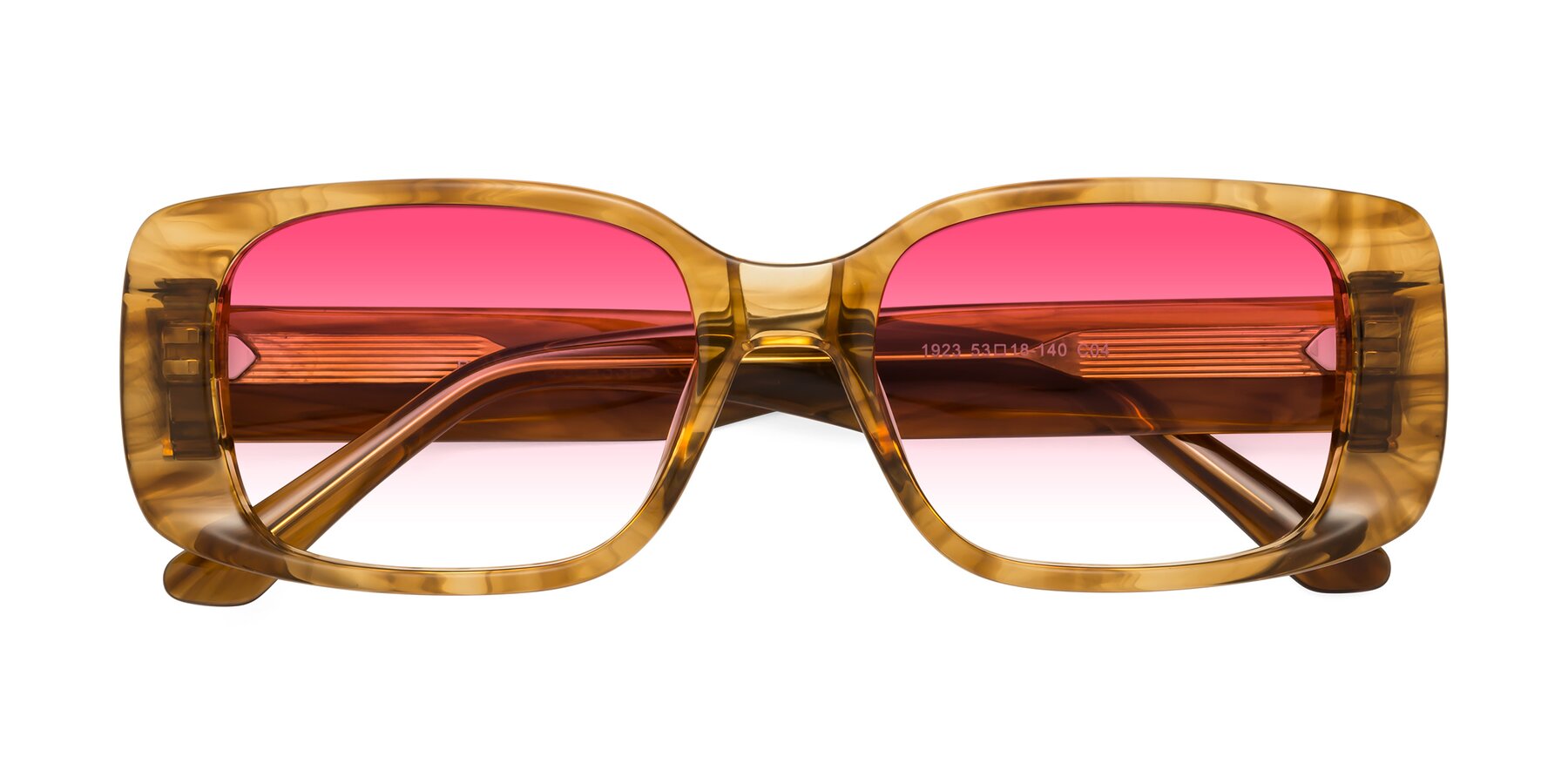 Folded Front of Posh in Stripe Amber with Pink Gradient Lenses