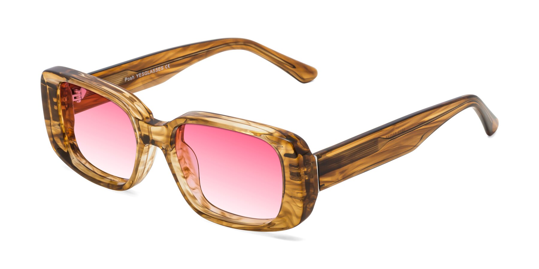 Angle of Posh in Stripe Amber with Pink Gradient Lenses