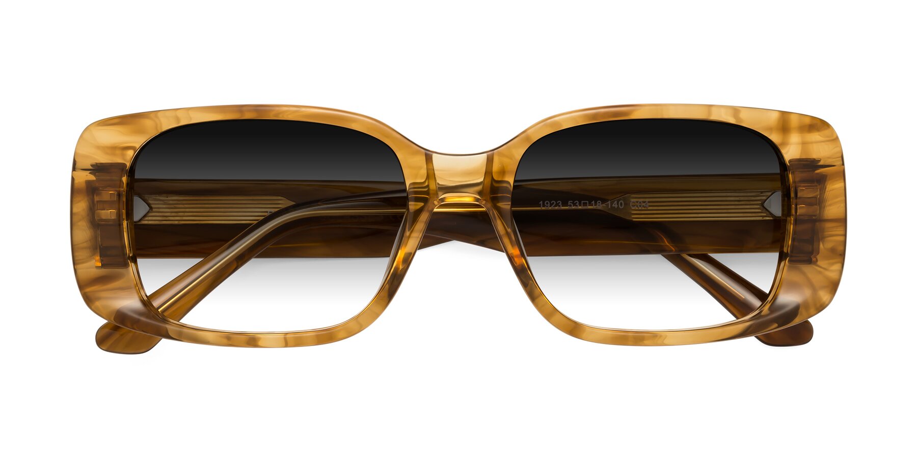 Folded Front of Posh in Stripe Amber with Gray Gradient Lenses