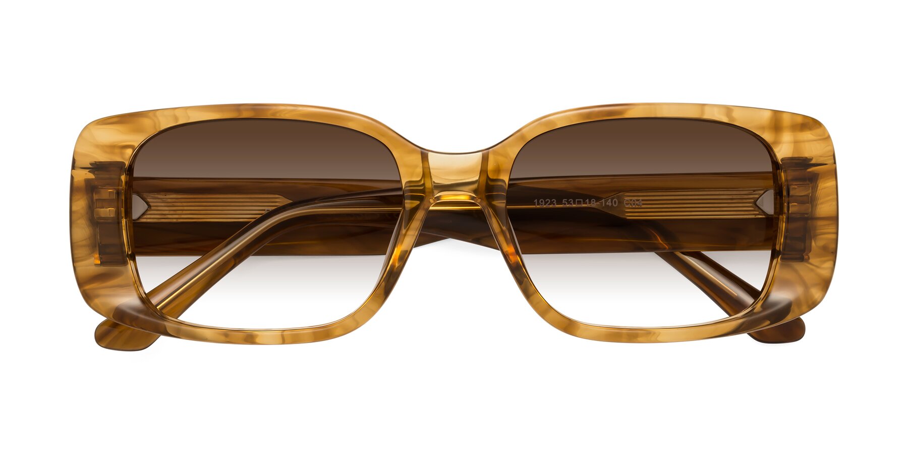 Folded Front of Posh in Stripe Amber with Brown Gradient Lenses