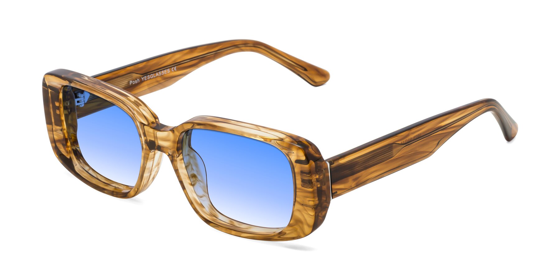 Angle of Posh in Stripe Amber with Blue Gradient Lenses