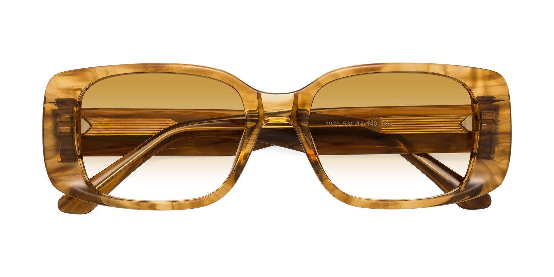 Folded Front of Posh in Stripe Amber with Champagne Gradient Lenses