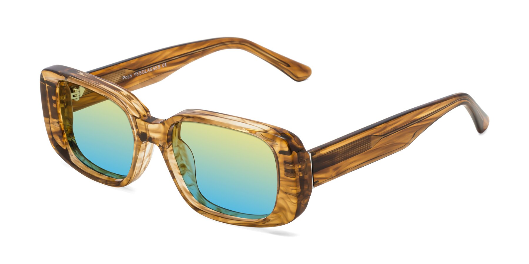 Angle of Posh in Stripe Amber with Yellow / Blue Gradient Lenses