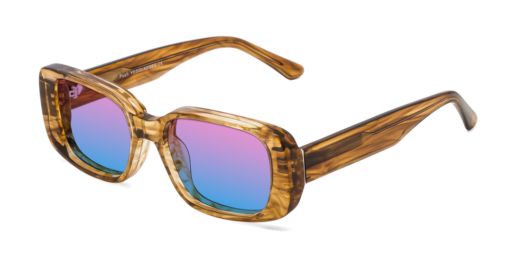 Angle of Posh in Stripe Amber with Pink / Blue Gradient Lenses