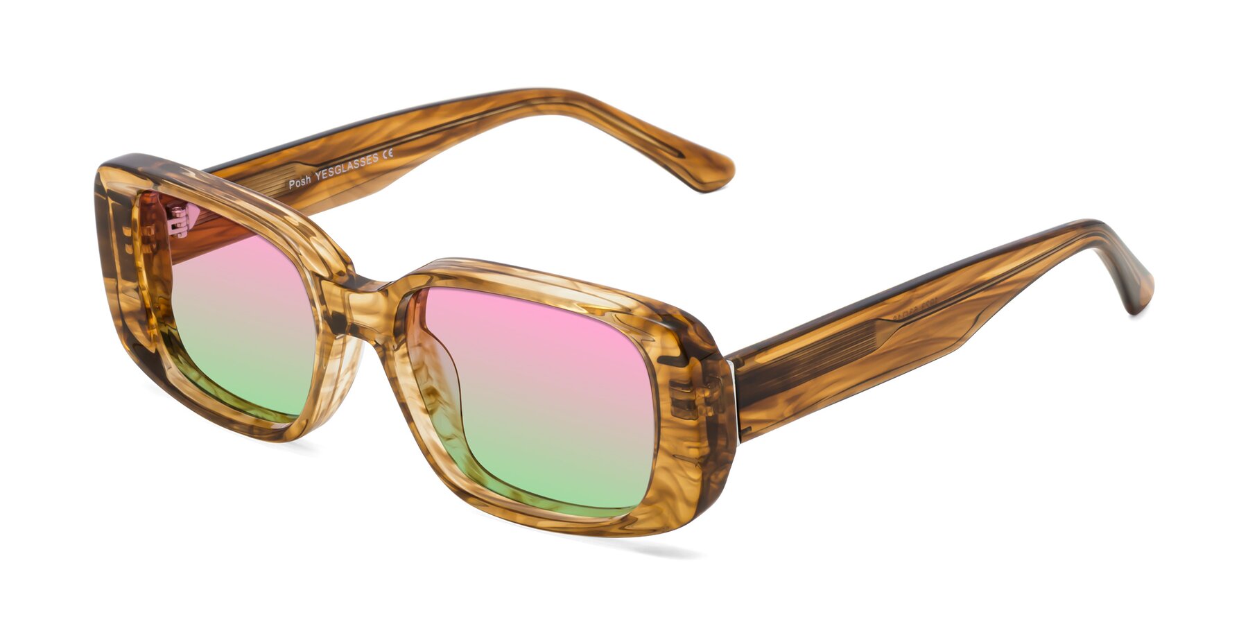 Angle of Posh in Stripe Amber with Pink / Green Gradient Lenses