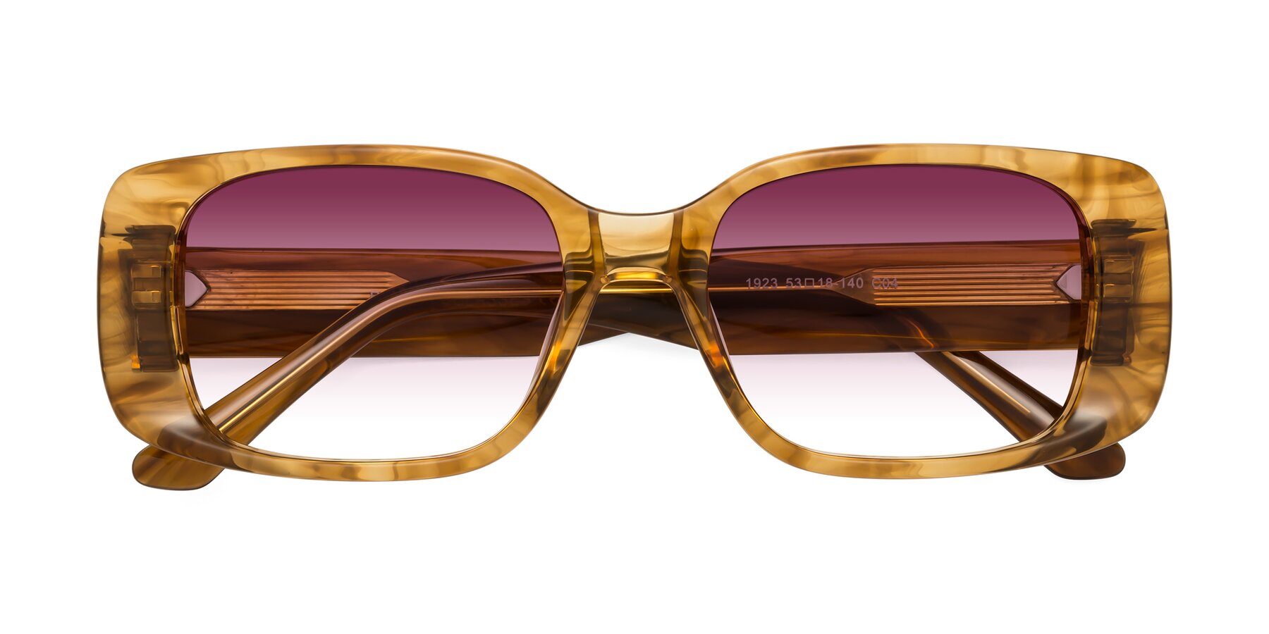 Folded Front of Posh in Stripe Amber with Wine Gradient Lenses