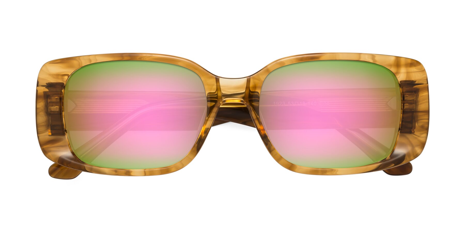 Folded Front of Posh in Stripe Amber with Pink Mirrored Lenses