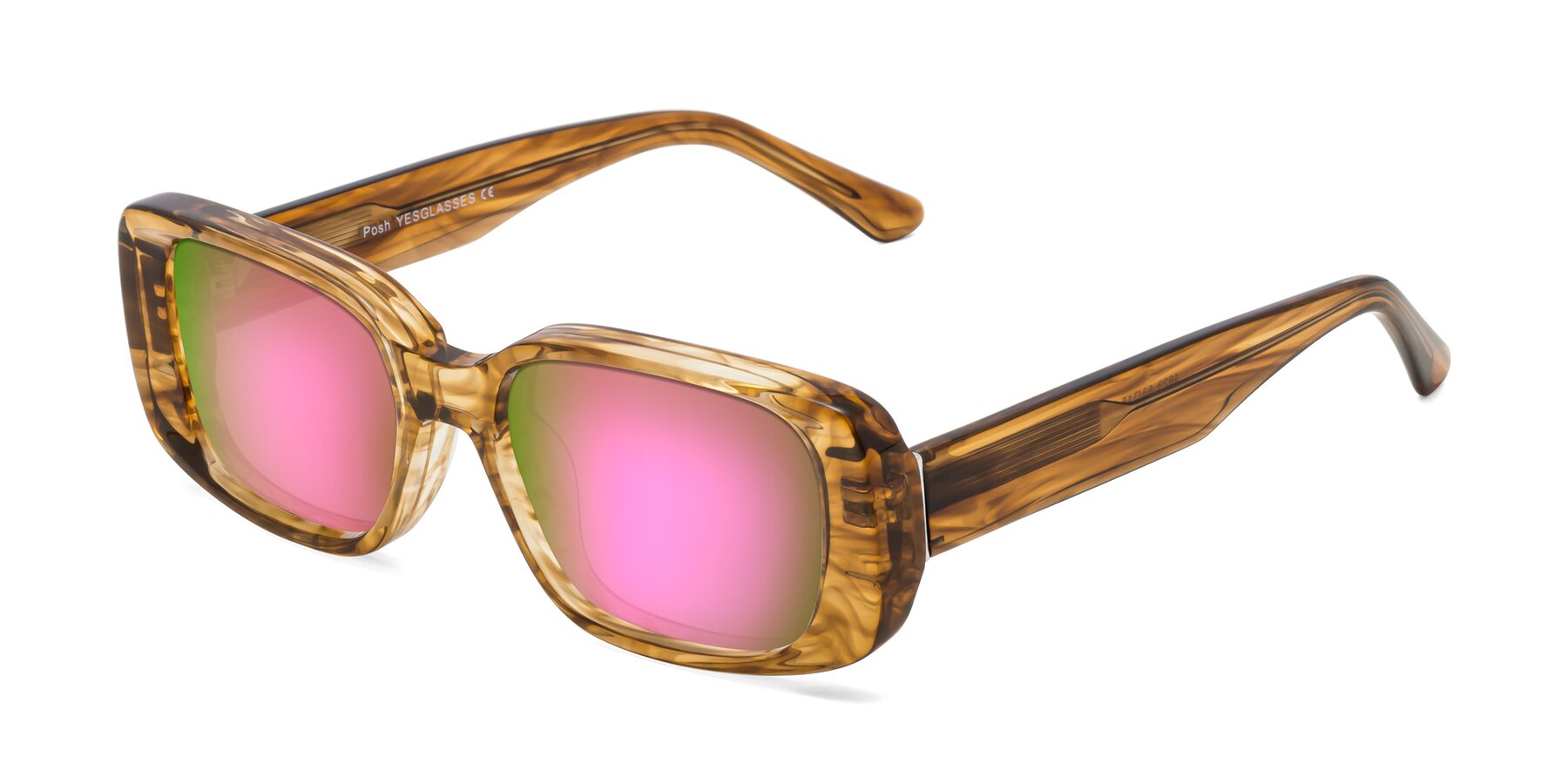 Angle of Posh in Stripe Amber with Pink Mirrored Lenses
