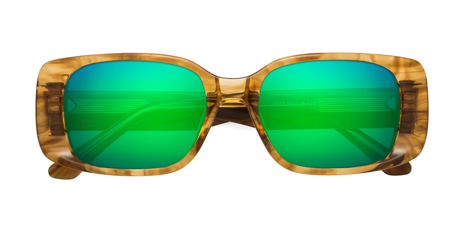Folded Front of Posh in Stripe Amber with Green Mirrored Lenses