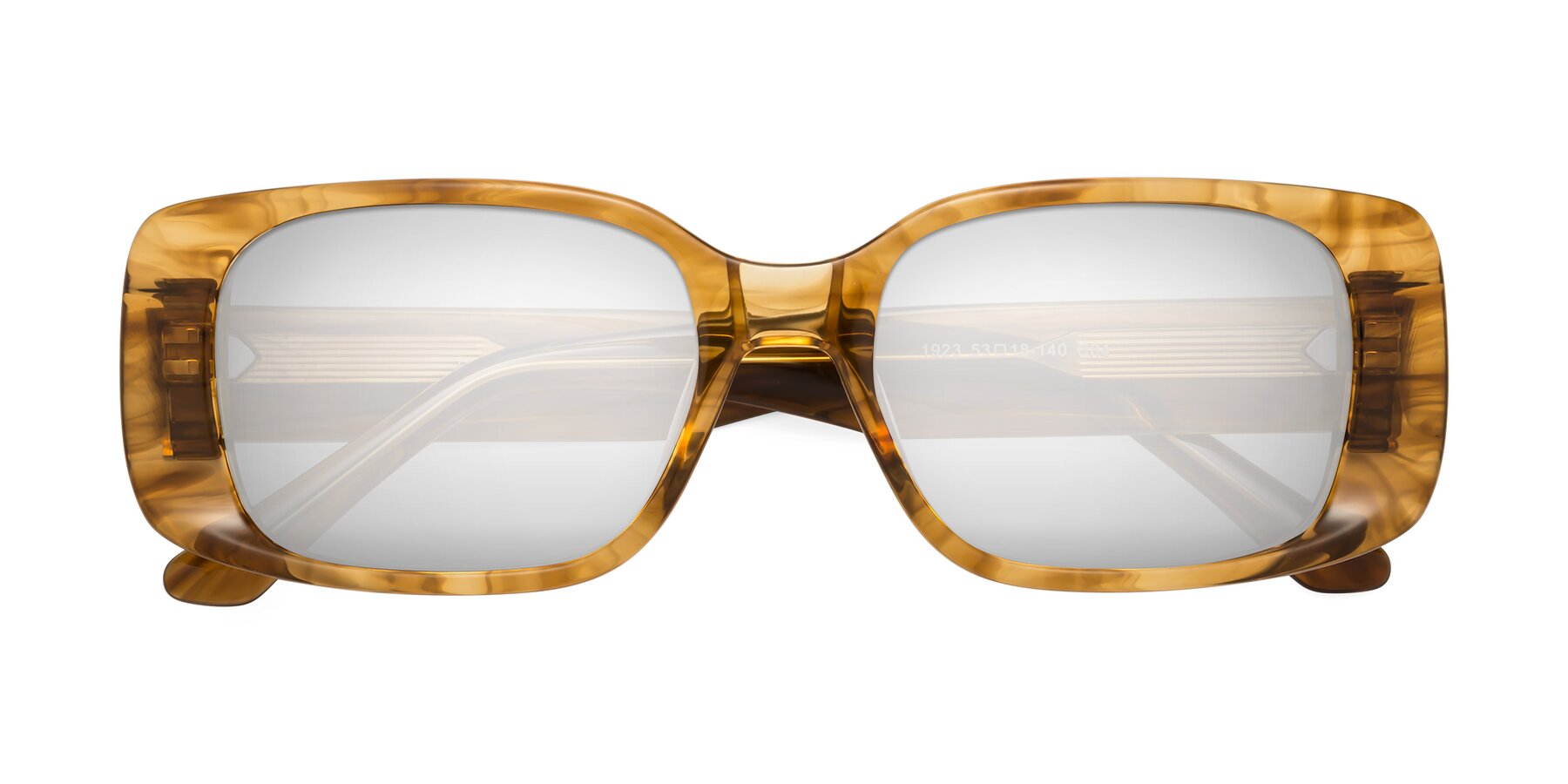 Folded Front of Posh in Stripe Amber with Silver Mirrored Lenses