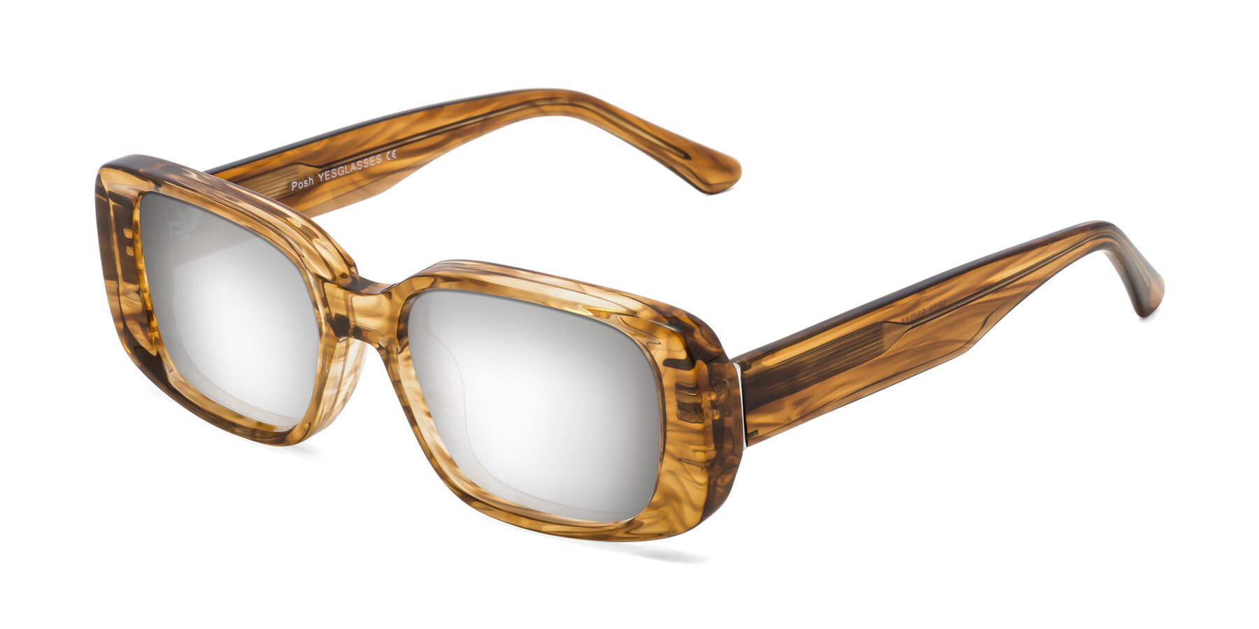 Angle of Posh in Stripe Amber with Silver Mirrored Lenses