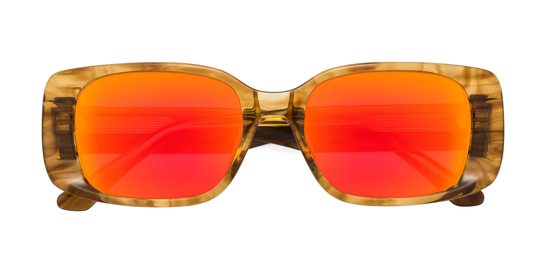 Folded Front of Posh in Stripe Amber with Red Gold Mirrored Lenses