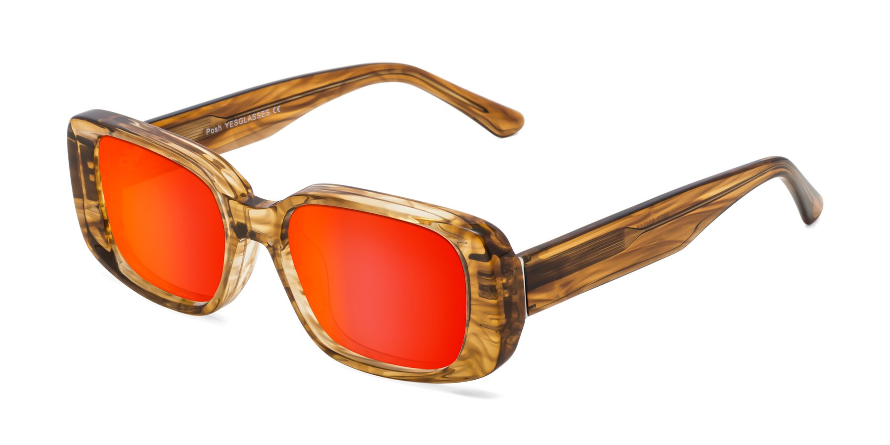 Angle of Posh in Stripe Amber with Red Gold Mirrored Lenses