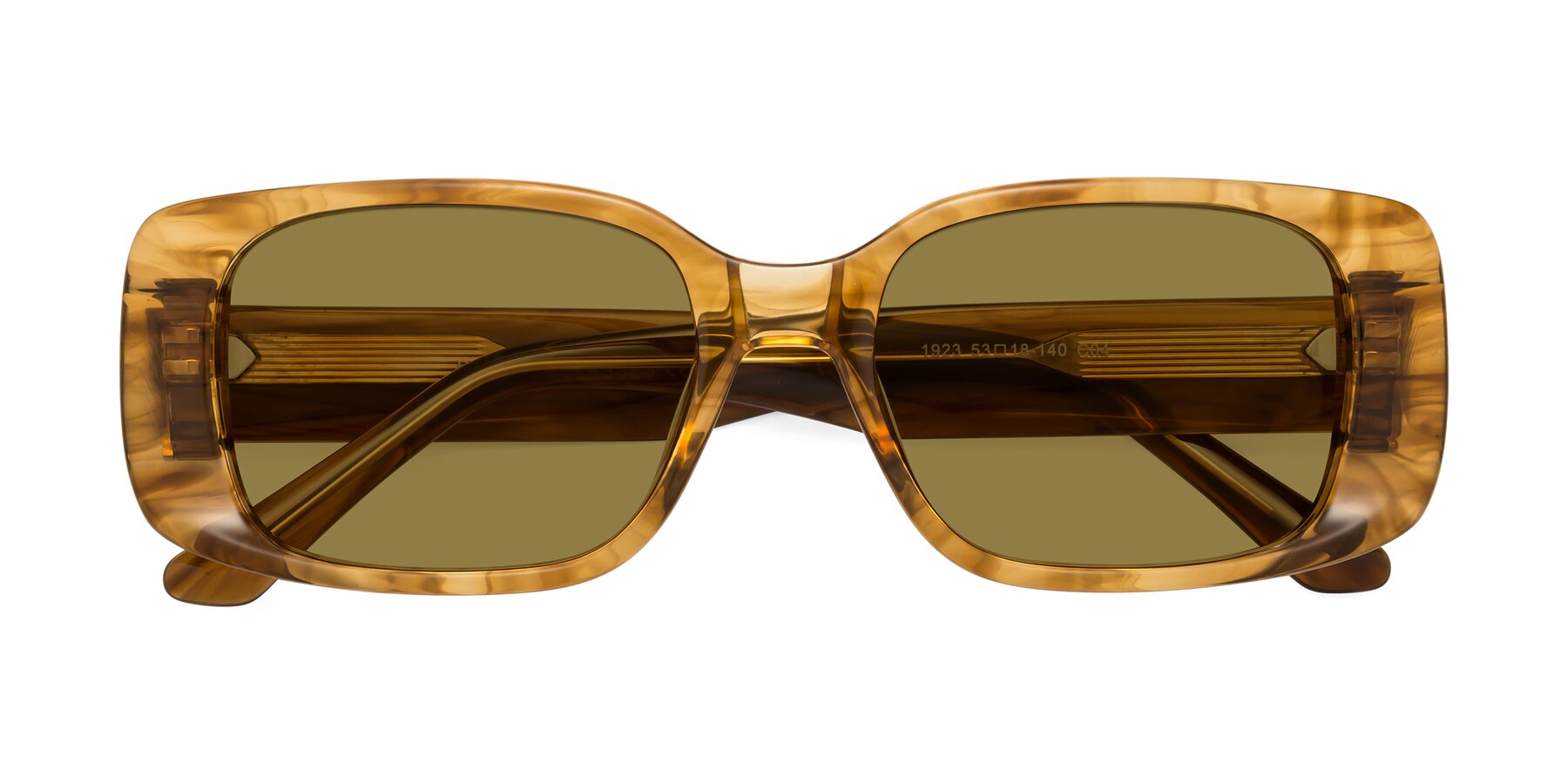 Folded Front of Posh in Stripe Amber with Brown Polarized Lenses