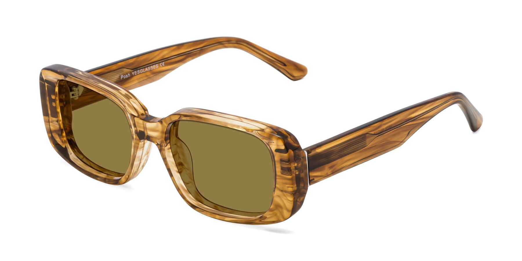 Angle of Posh in Stripe Amber with Brown Polarized Lenses