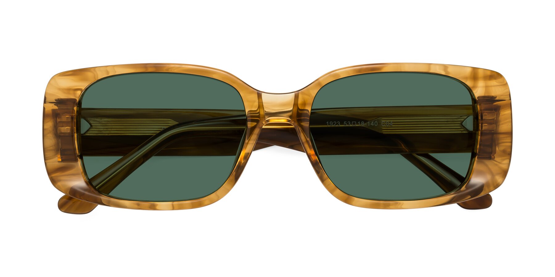 Folded Front of Posh in Stripe Amber with Green Polarized Lenses