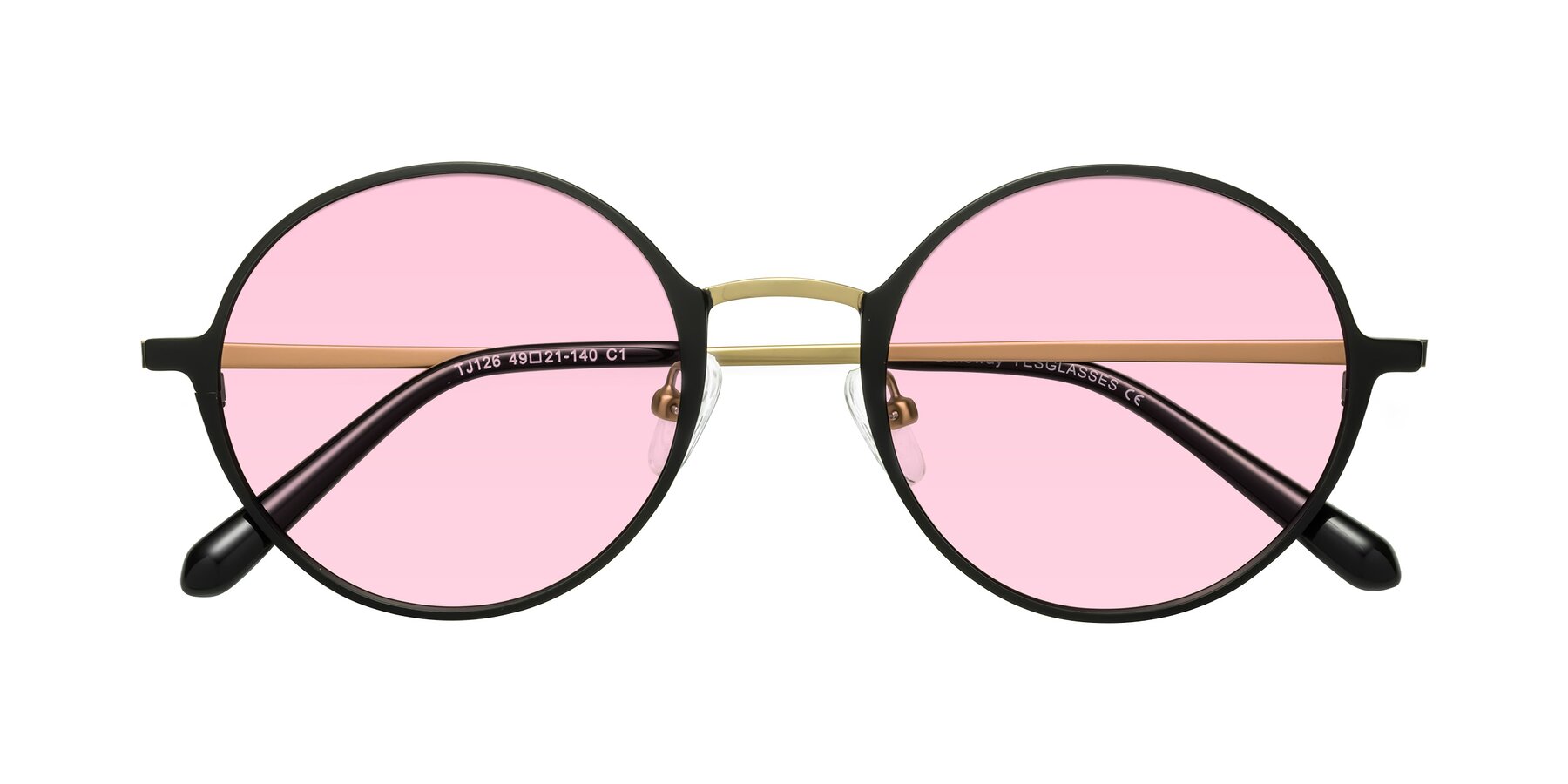 Folded Front of Calloway in Black-Copper with Light Pink Tinted Lenses