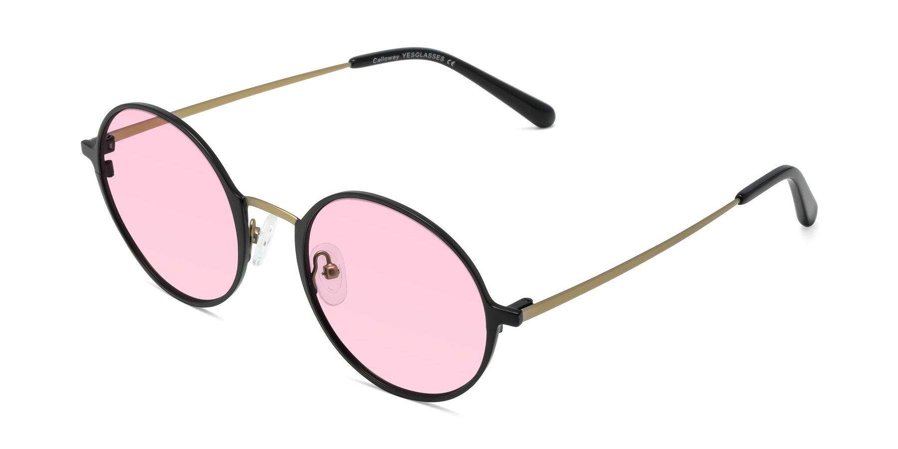 Angle of Calloway in Black-Copper with Light Pink Tinted Lenses
