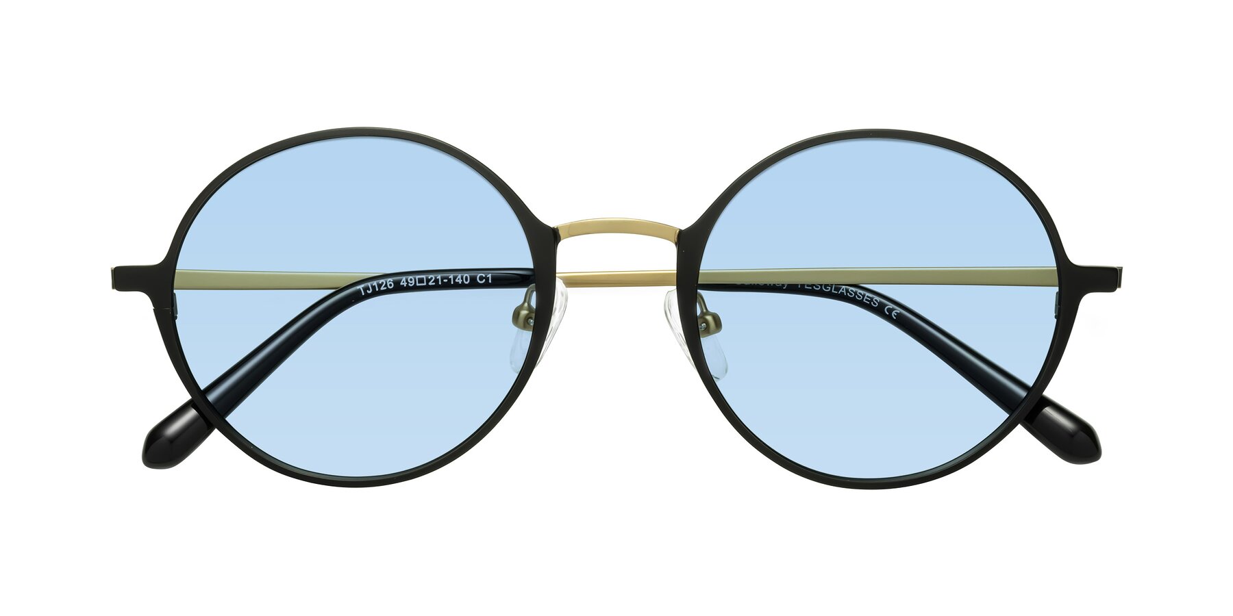 Folded Front of Calloway in Black-Copper with Light Blue Tinted Lenses