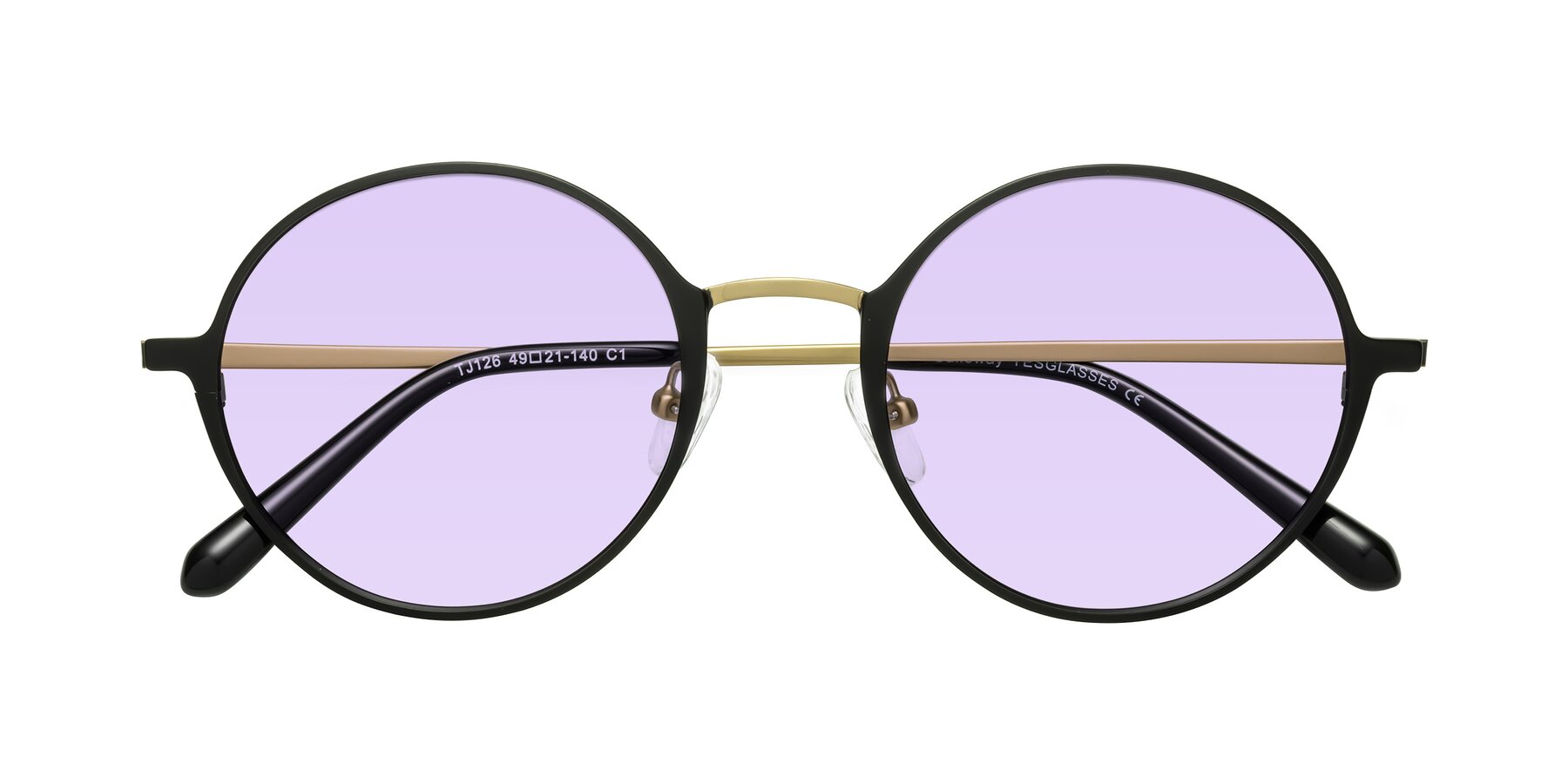 Folded Front of Calloway in Black-Copper with Light Purple Tinted Lenses