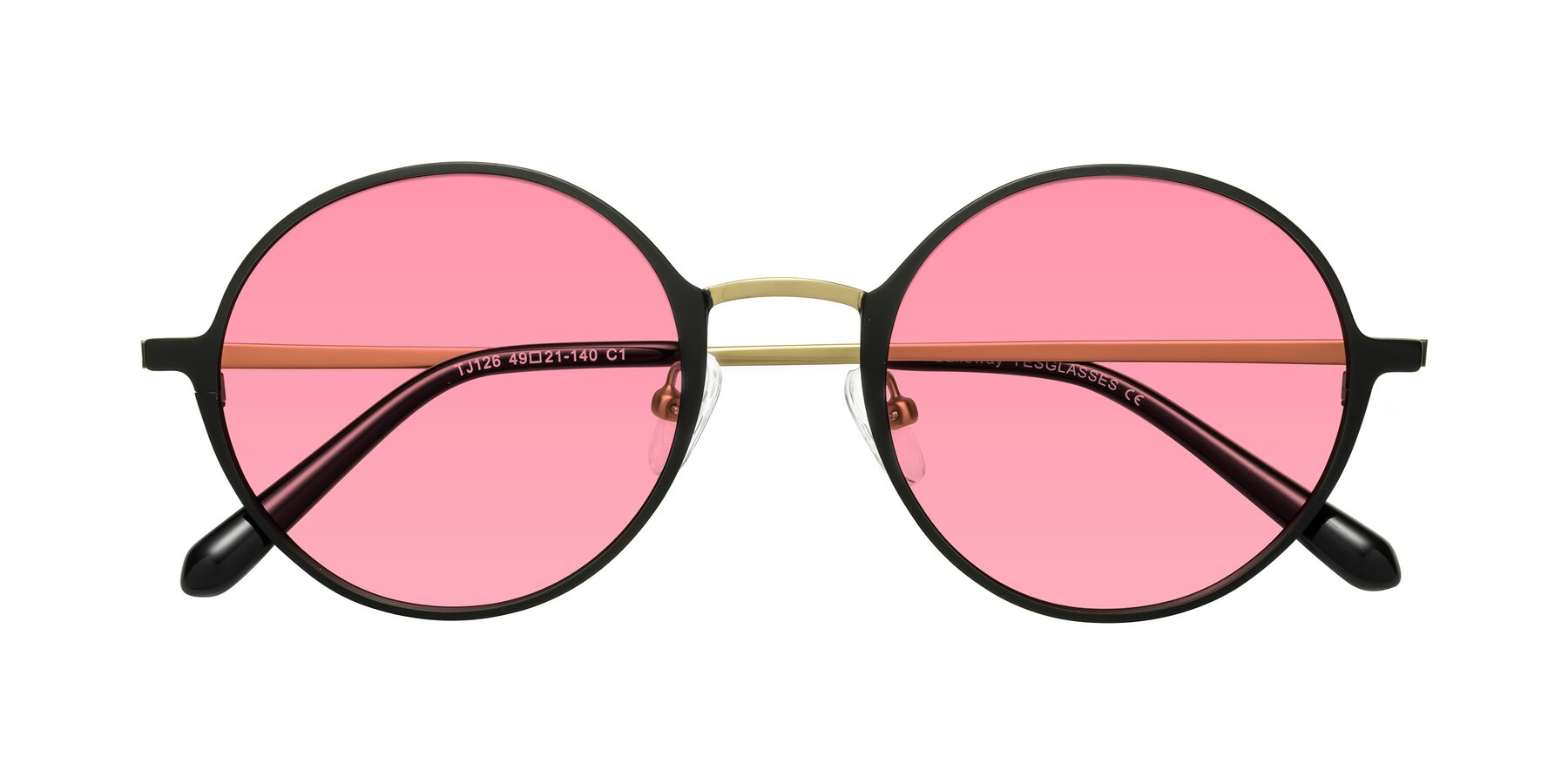 Folded Front of Calloway in Black-Copper with Pink Tinted Lenses
