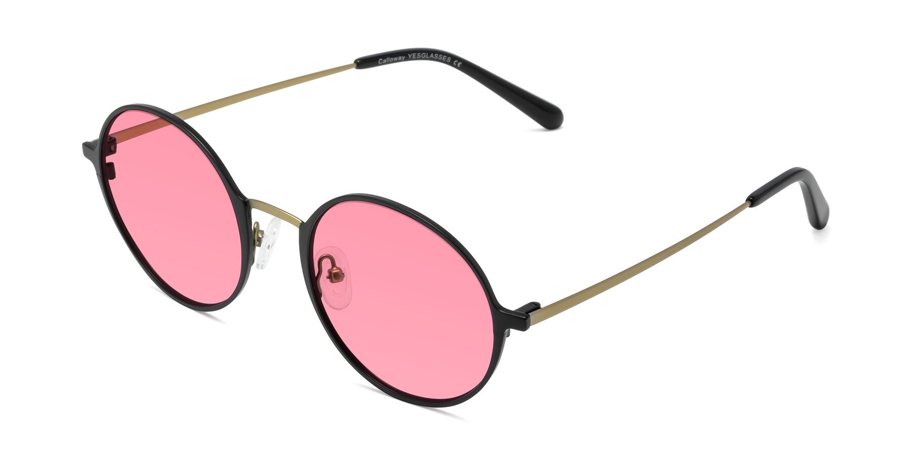 Angle of Calloway in Black-Copper with Pink Tinted Lenses