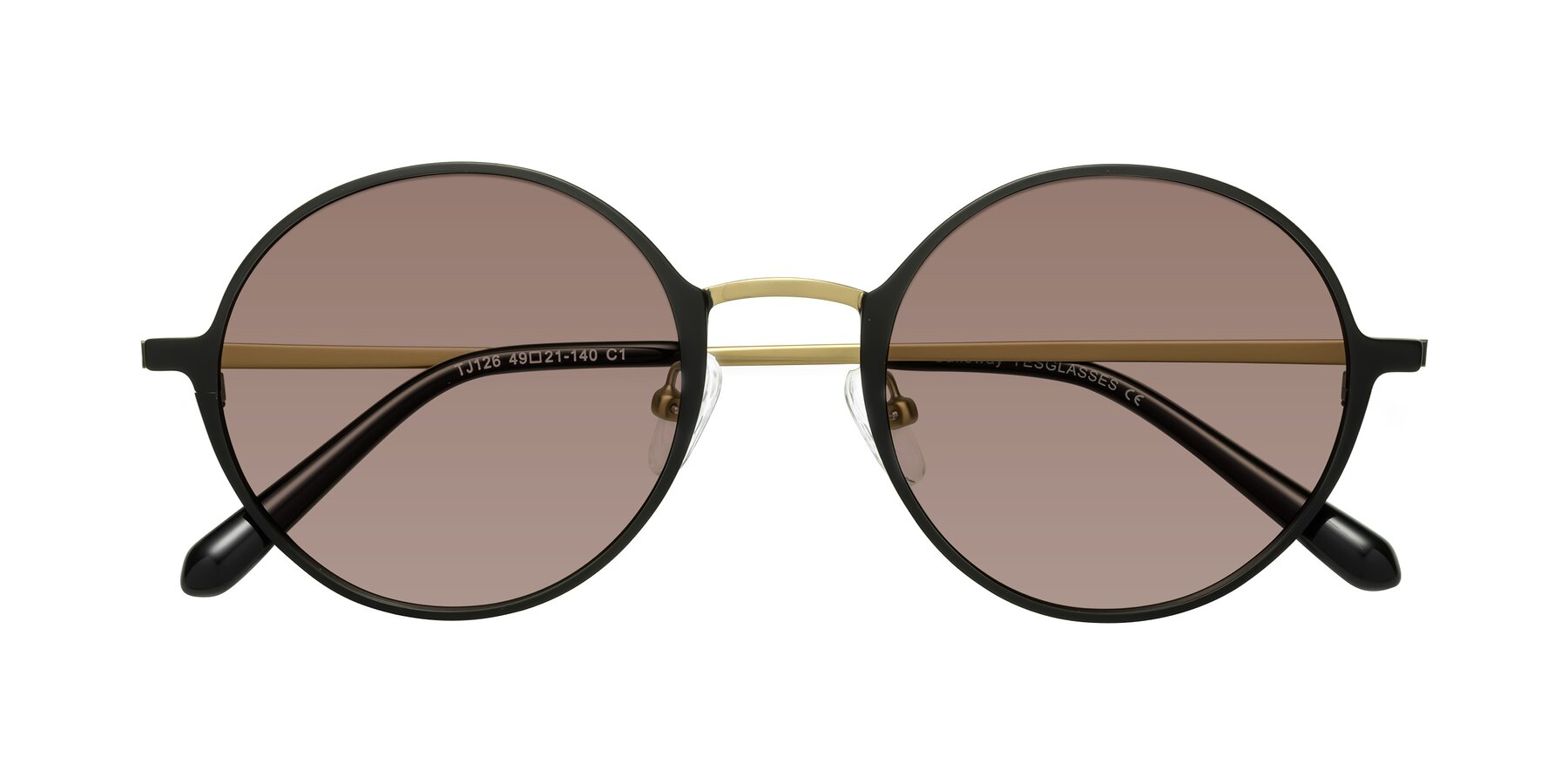 Folded Front of Calloway in Black-Copper with Medium Brown Tinted Lenses