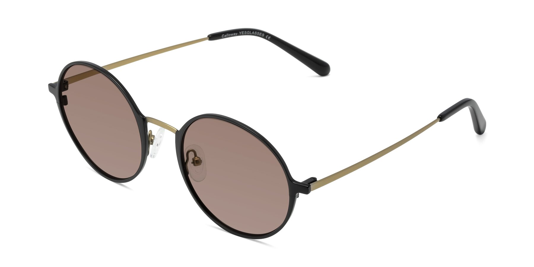 Angle of Calloway in Black-Copper with Medium Brown Tinted Lenses