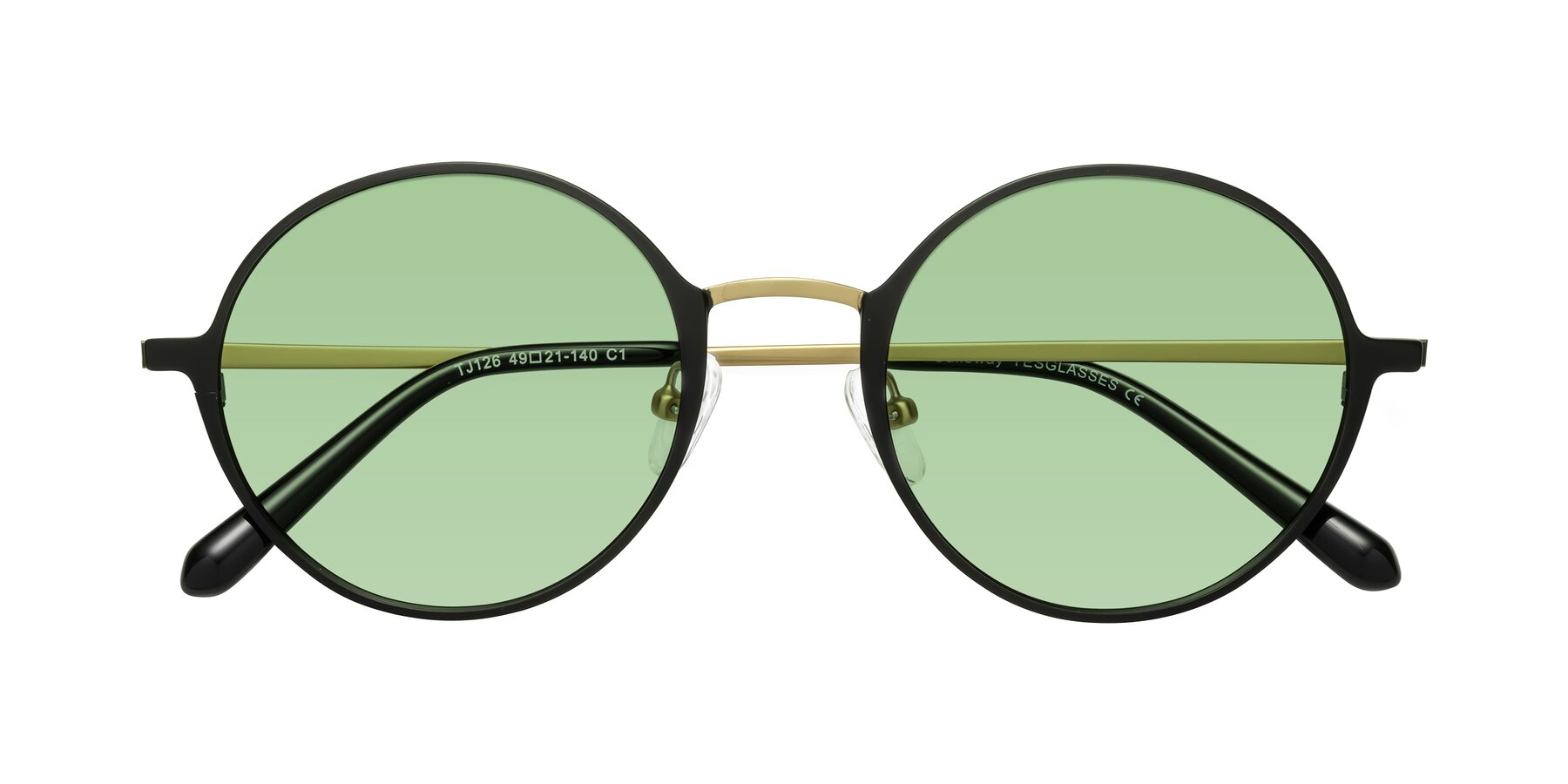 Folded Front of Calloway in Black-Copper with Medium Green Tinted Lenses