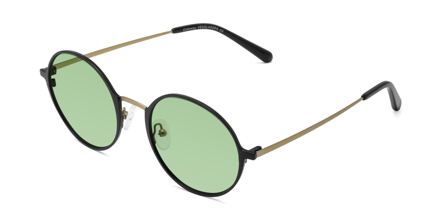 Angle of Calloway in Black-Copper with Medium Green Tinted Lenses