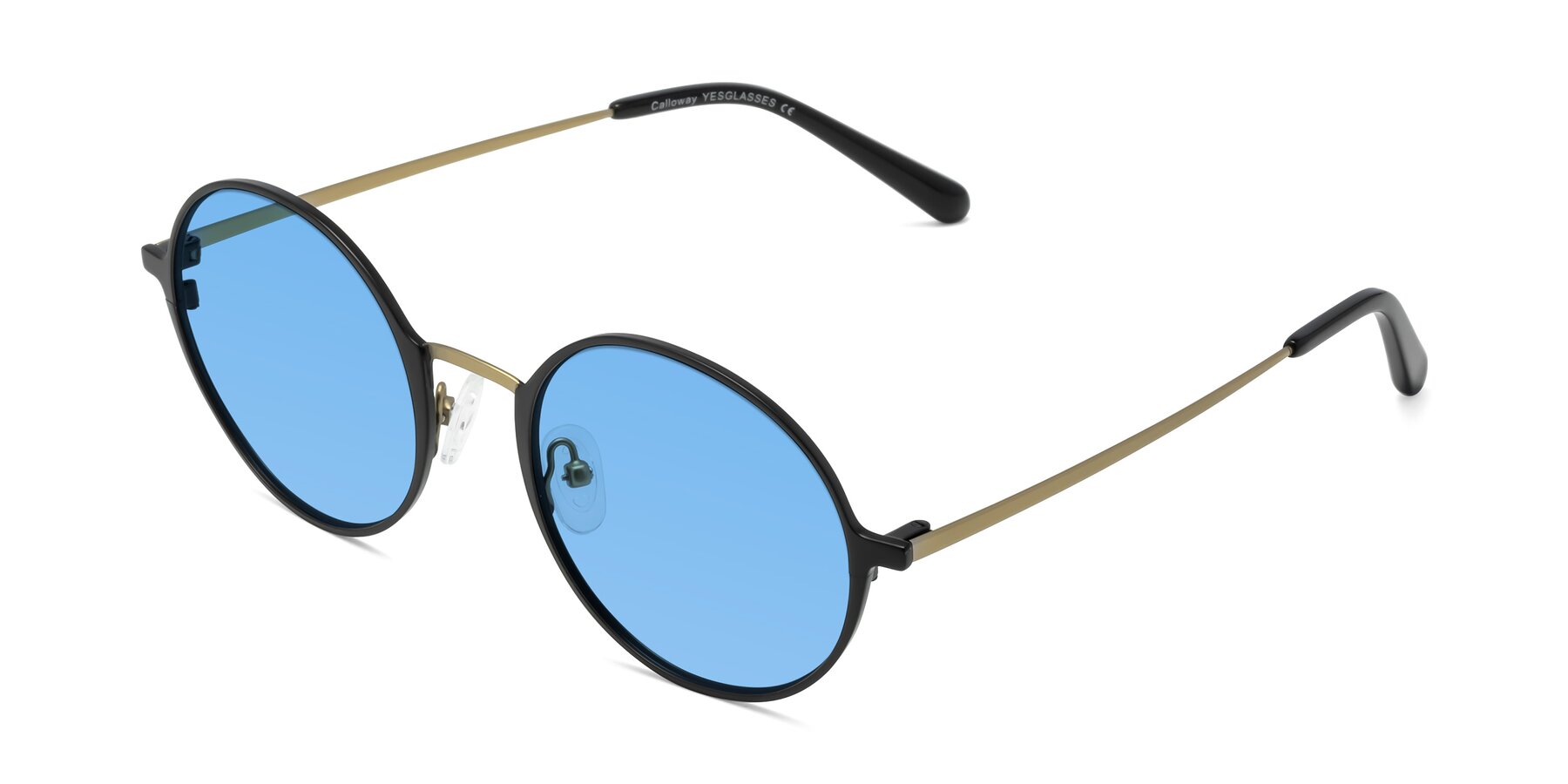 Angle of Calloway in Black-Copper with Medium Blue Tinted Lenses