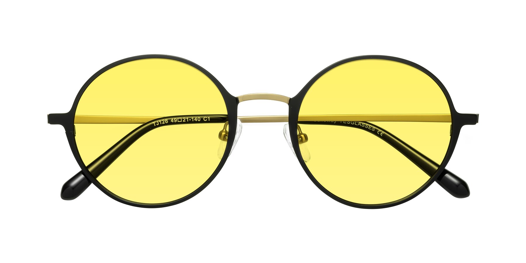 Folded Front of Calloway in Black-Copper with Medium Yellow Tinted Lenses